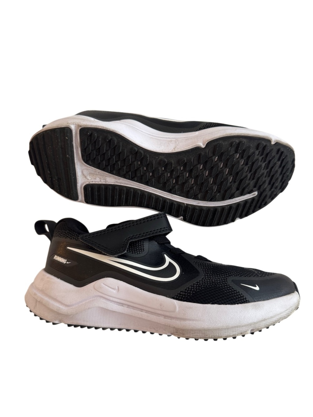 Nike Kids Black and White Velcro Strap Sneakers